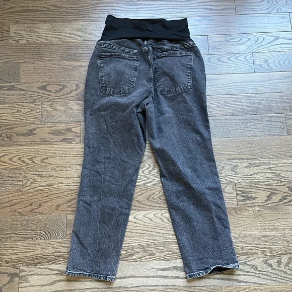 Old Navy Maternity Full-Panel Black-Wash Boyfriend Jeans Size 12 PETITE - Picture 4 of 8